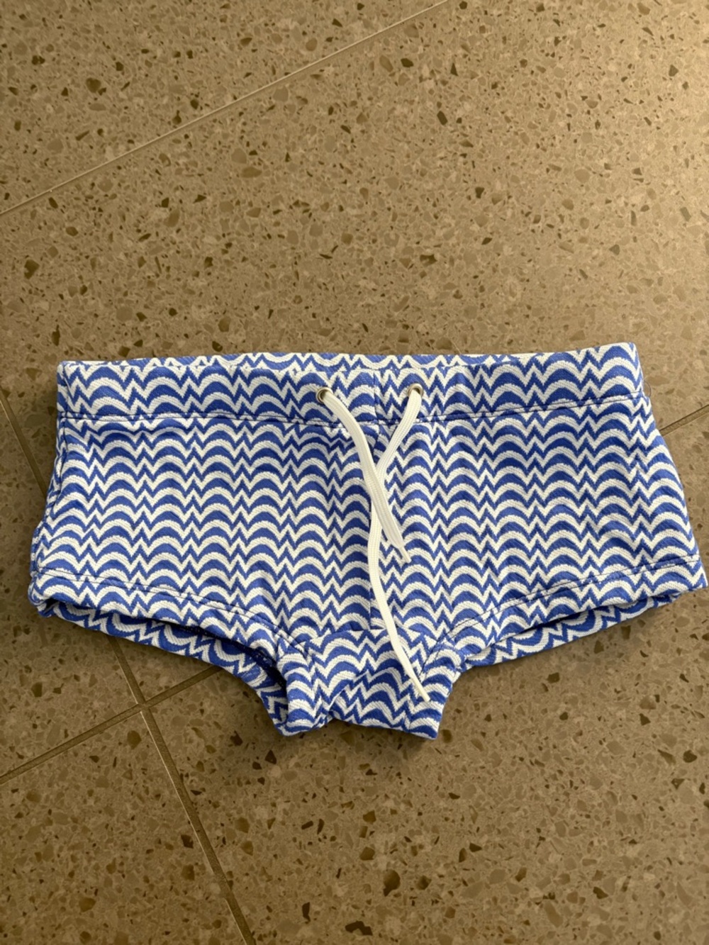 Trina Turk Blue & White Chevron Knit Shorts